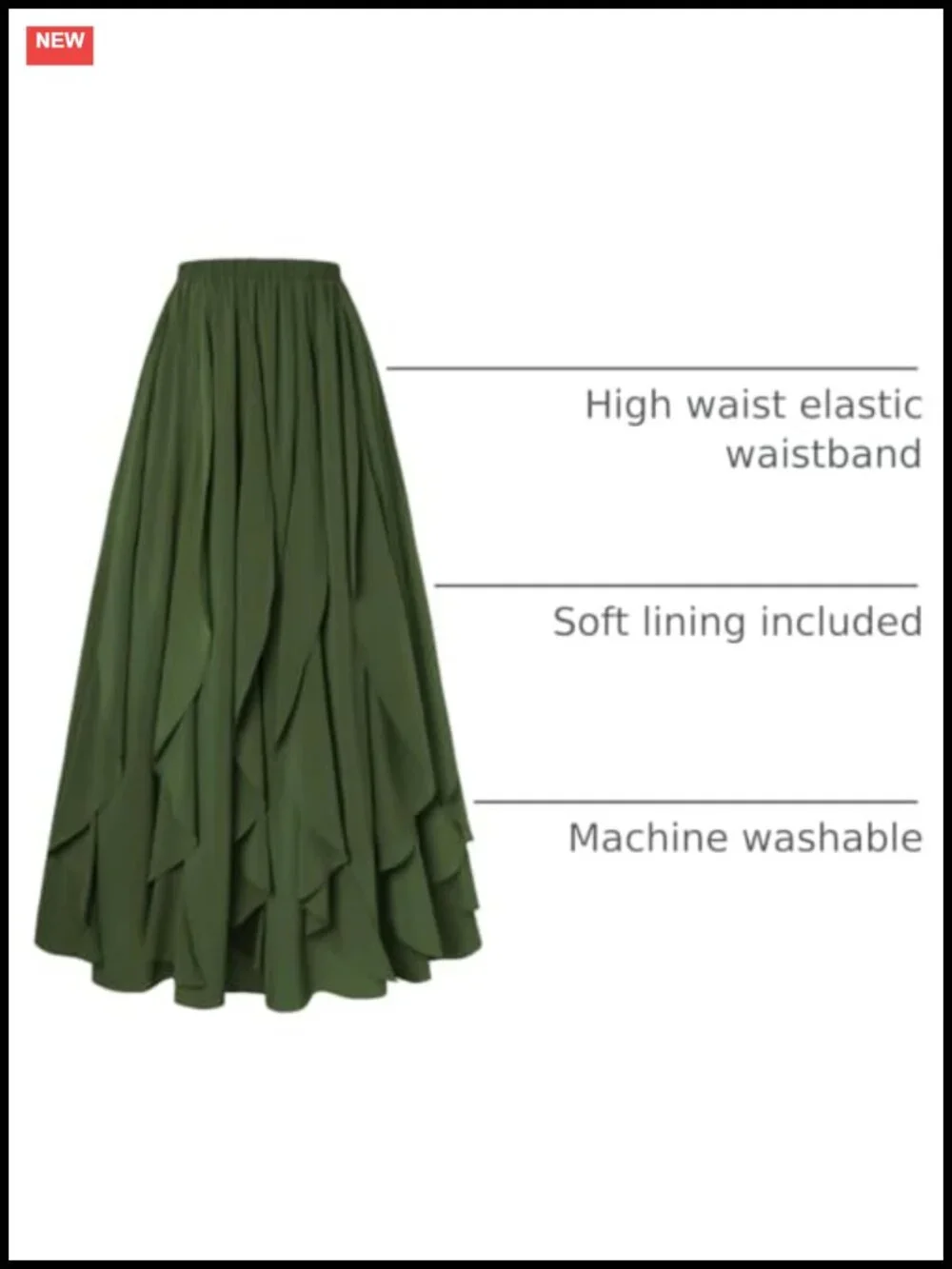 Women's Ruffle Maxi Skirt Renaissance Boho Long Flowy Elastic Waist